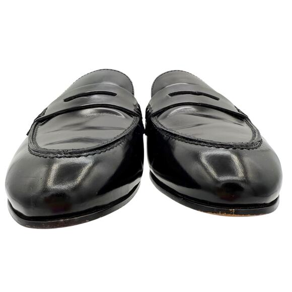 J Crew Academy Penny Loafers Black Leather Flat Mule Slides Size 10 - Picture 4 of 13